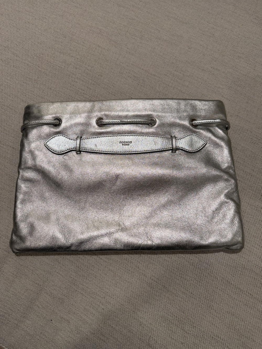 Rochas Paris Metallic Silver Leather Women’s Clutch Bag